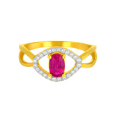 22k Yellow Cubic Zirconia Religious Cocktail Evil Eye  Rings in size 6.5 and total gold weight of 2.31g