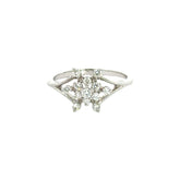18k White Gold and Diamond Fancy Ring in size 5.5 and total gold weight of 2.23g