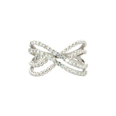 18k White Gold and Diamond Criss-cross Fancy Ring in size 5.5 and total gold weight of 3.25g