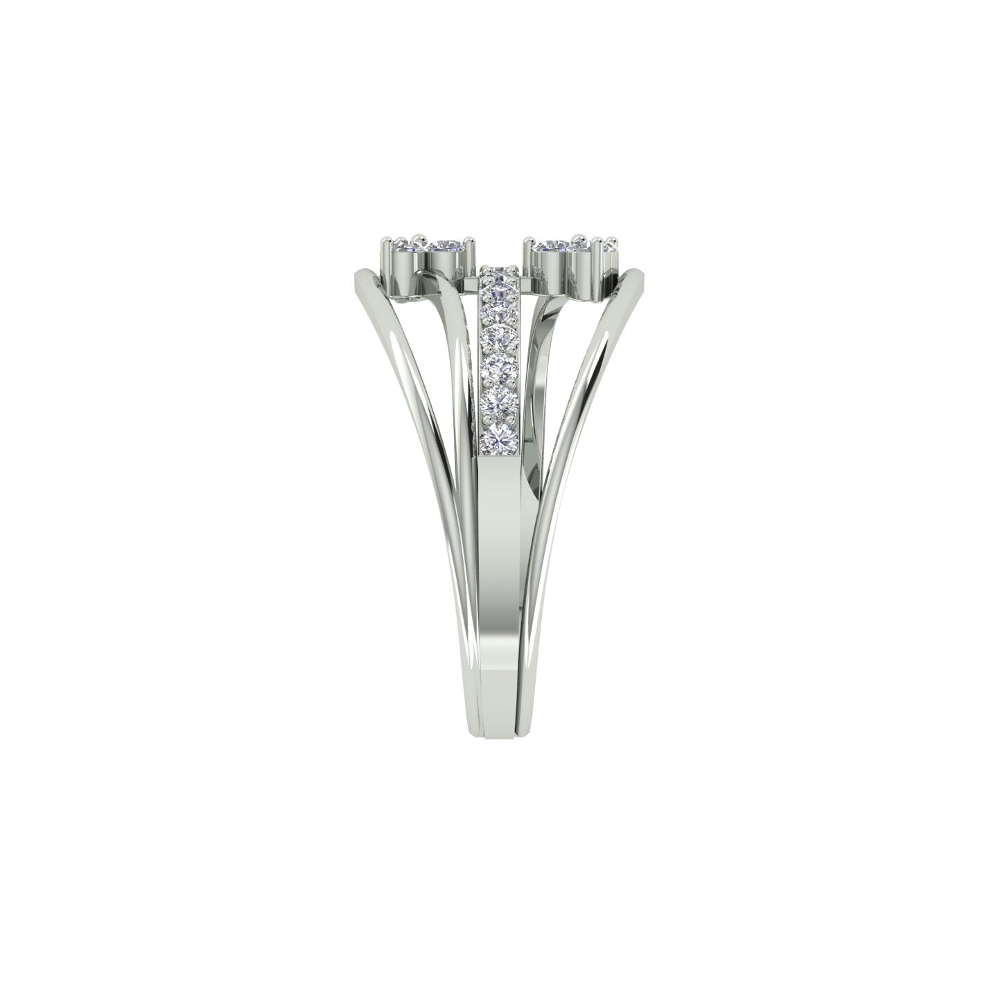 18k White Gold and Diamond Fancy Ring in size 5.5 and total gold weight of 2.52 gm