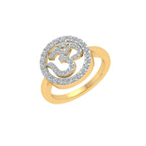 18k Yellow Gold and Round Brilliant Cut Diamond Om Ring in size 5.5 and total gold weight of 3.66g