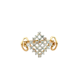 18k Yellow Gold and Diamond Pyramid Fancy Ring in size 5.5 and total gold weight of 3.06g