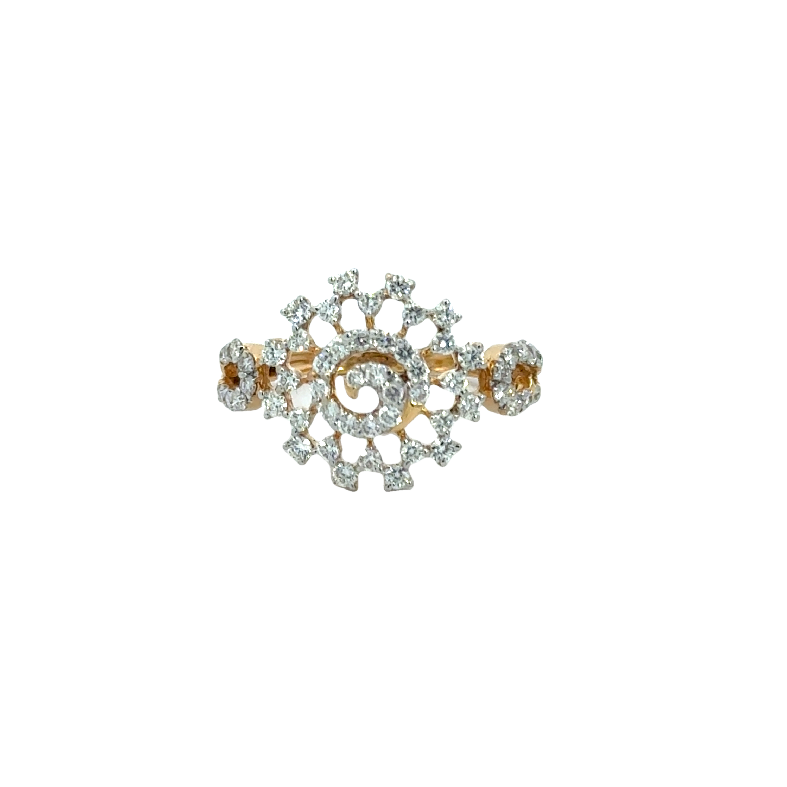 18k Yellow Gold and Diamond Fancy Ring in size 5.5 and total gold weight of 1.93g