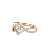 18k Yellow Gold and Diamond Fancy Ring in size 5.5 and total gold weight of 3.21g