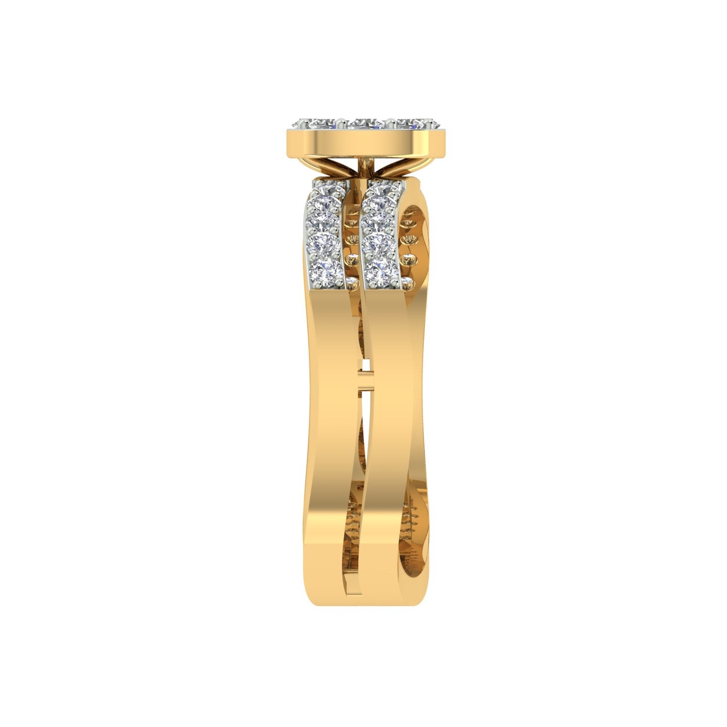 18k Yellow Gold and Diamond Fancy Ring in size 5.5 and total gold weight of 2.65g