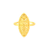 22k Yellow Gold Fancy Marquise Ring in size 7.4 and total gold weight of 2.73g