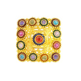 22k Yellow Assorted Stones Large Fancy Ring with Stones in size 7