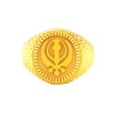 Men's 22K Gold Laser-Cut Khanda Sikh Ring