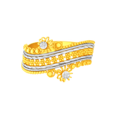 22K Gold Two-Tone Bead & Floral Ring