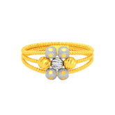 22K Gold Two Tone Three-Layer Beads Ring