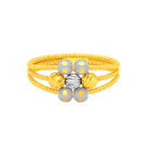 22K Gold Two Tone Three-Layer Beads Ring