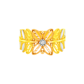 22K Gold Tri Tone Blossom Ring
