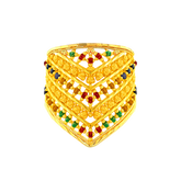 22K Gold Meena Kari Adjustable Statement Ring