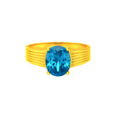 22K Gold Powder Blue CZ Wide Band Ring