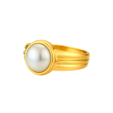 22K Gold Large Pearl Ring