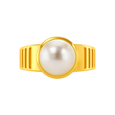 22K Gold Large Pearl Modern Ring