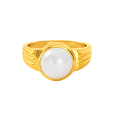 22K Gold Large Pearl Art Deco Ring