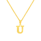 22K Yellow Gold Initial U Pendant with gold weight of 0.82g