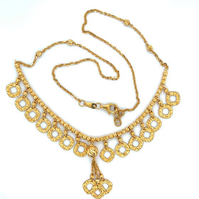 22K Gold Dangling Disc Necklace