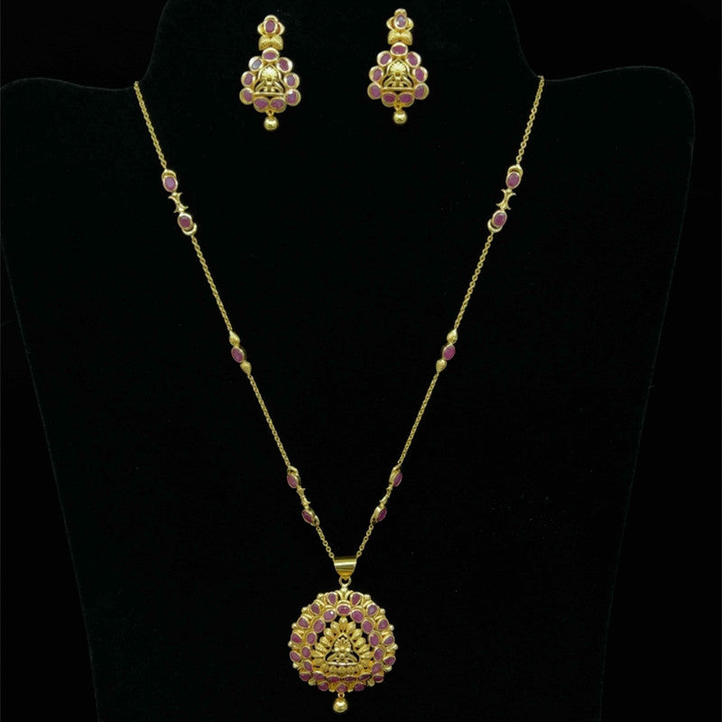 22 carat gold ruby necklace with pendant studded with rubies of different  shapes from Prem…