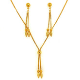 22K Gold Necklace and Dangling Earring Set