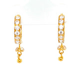 22K Gold CZ Dangling Hoop Earrings