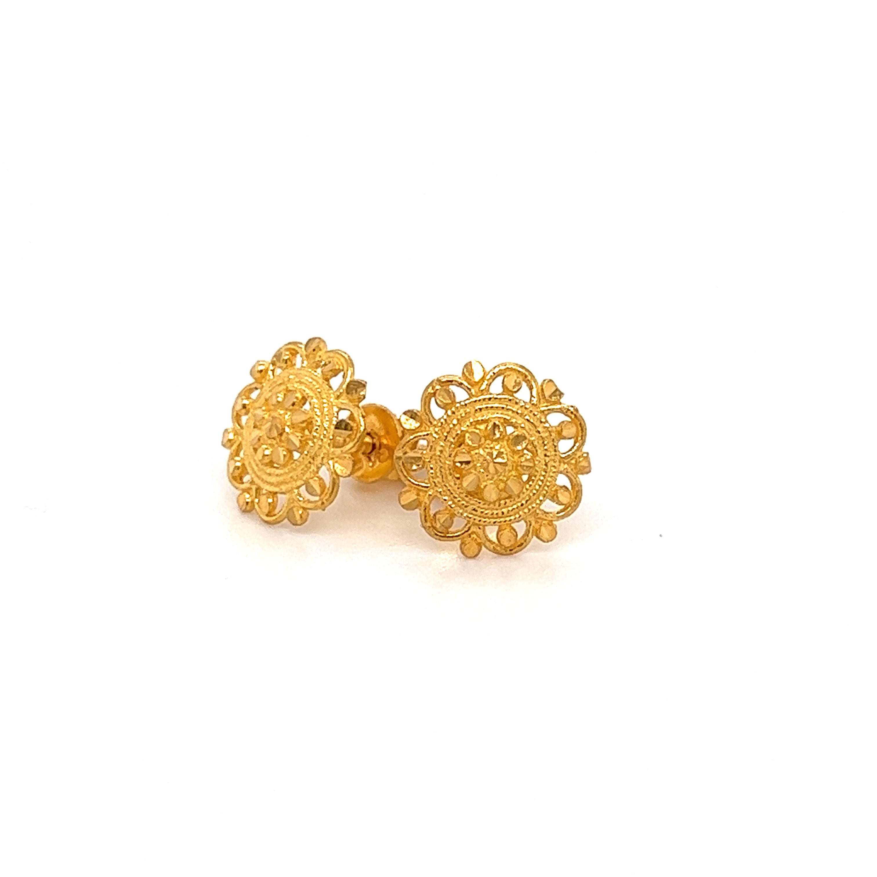 22K Gold Floral Lace Stud Earrings Gold Palace