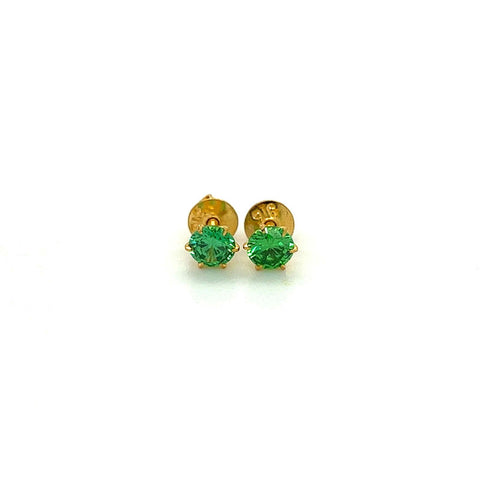 22K Gold Glistening Green CZ Stud Earrings