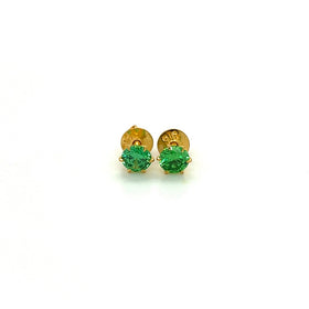 22K Gold Small Glistening Green CZ Stud Earrings