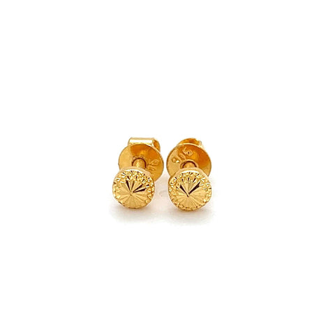 22K Gold Starburst Cut Stud Earrings