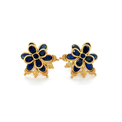 22K Gold Sapphire Bloom Earrings