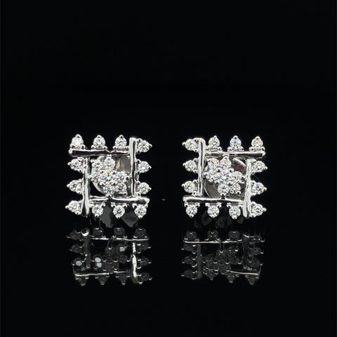18K White Gold Diamond Frame Earrings