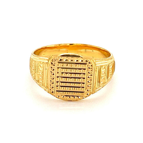 Men's 22K Gold Square-Cut Lattice Ring