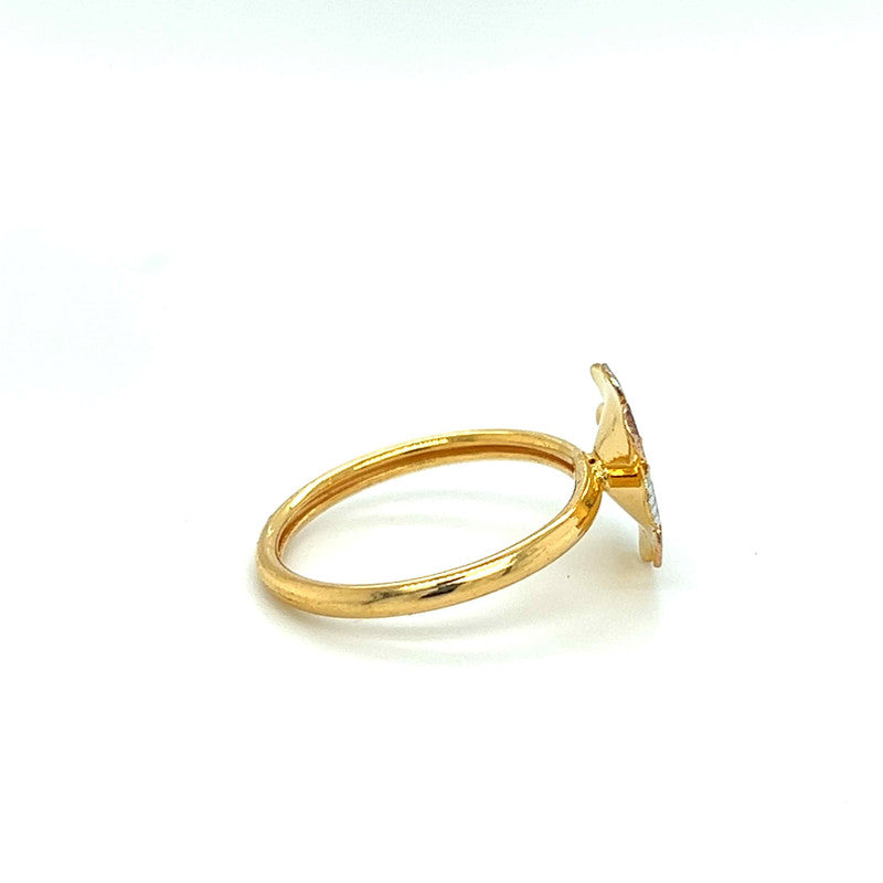 22K Tri-Tone Gold Flower Thin Band Ring