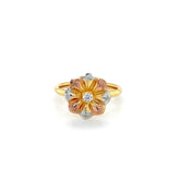 22K Gold Three Tone CZ Ring