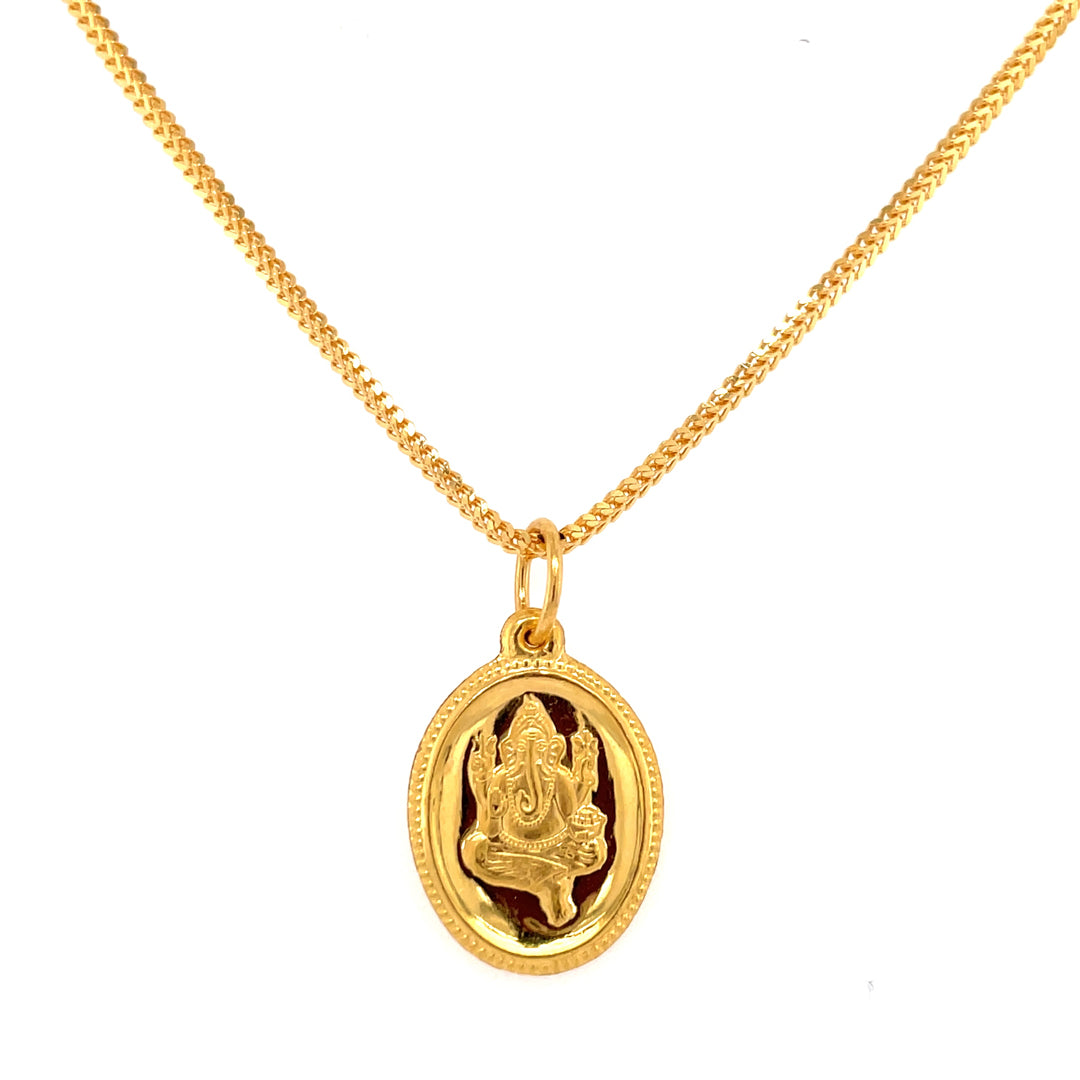 22K Gold Reversible Ganesha and OM Pendant