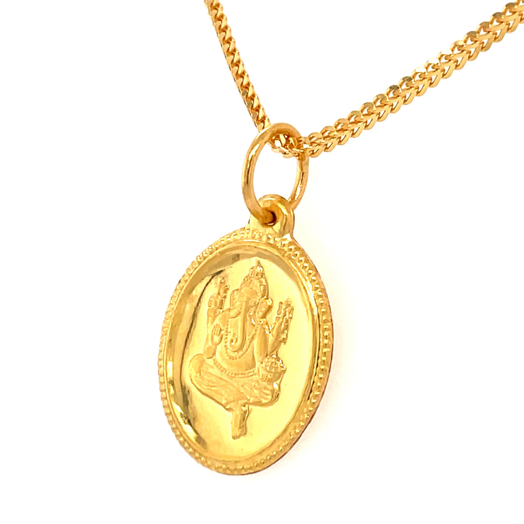 22K Gold Reversible Ganesha and OM Pendant