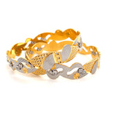 22K Gold Two-Tone Dancing Stone Bangles - Pair