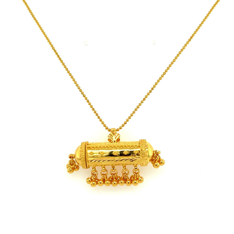 22K Gold Taweez Charm Locket Pendant with Dangling Beads – Gold Palace