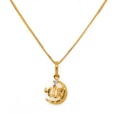 22K Gold CZ Crescent Allah Pendant