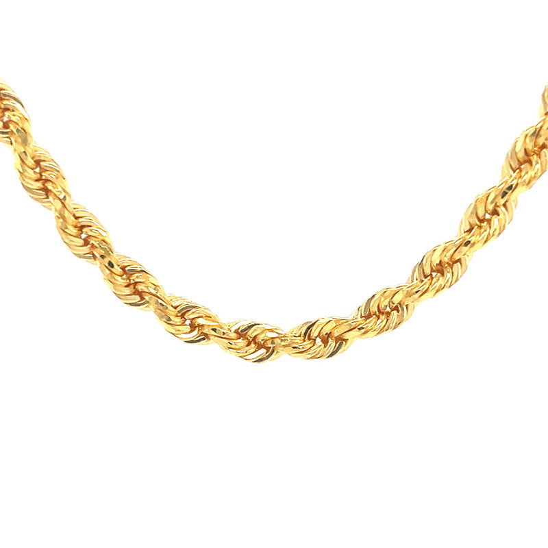 22K Gold 22 Inches Solid Rope Chain