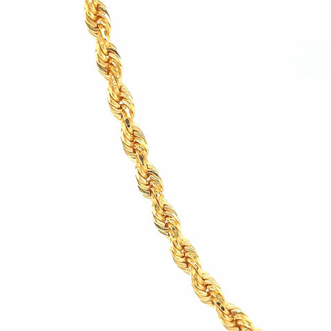 22K Gold 24 Inches Solid Rope Chain