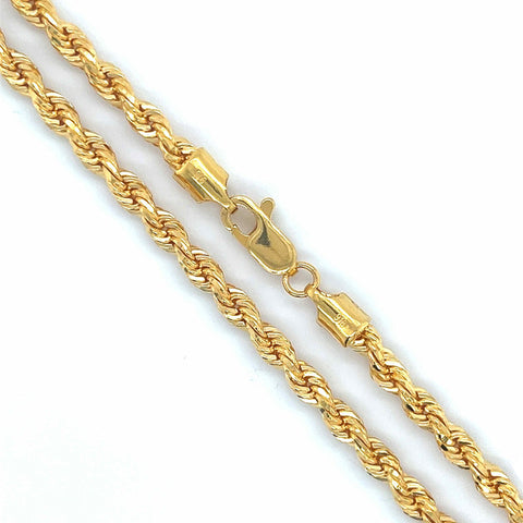 22K Gold 24 Inches Solid Rope Chain