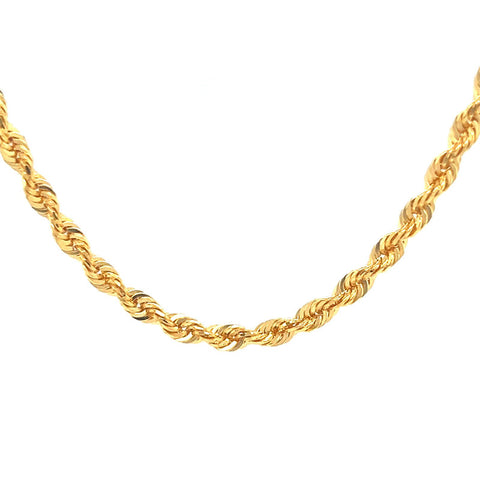 22K Gold Light Rope Chain 20 Inches