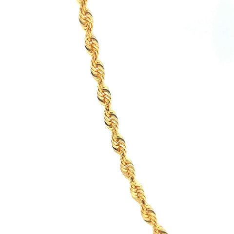 22K Gold Light Rope Chain 20 Inches