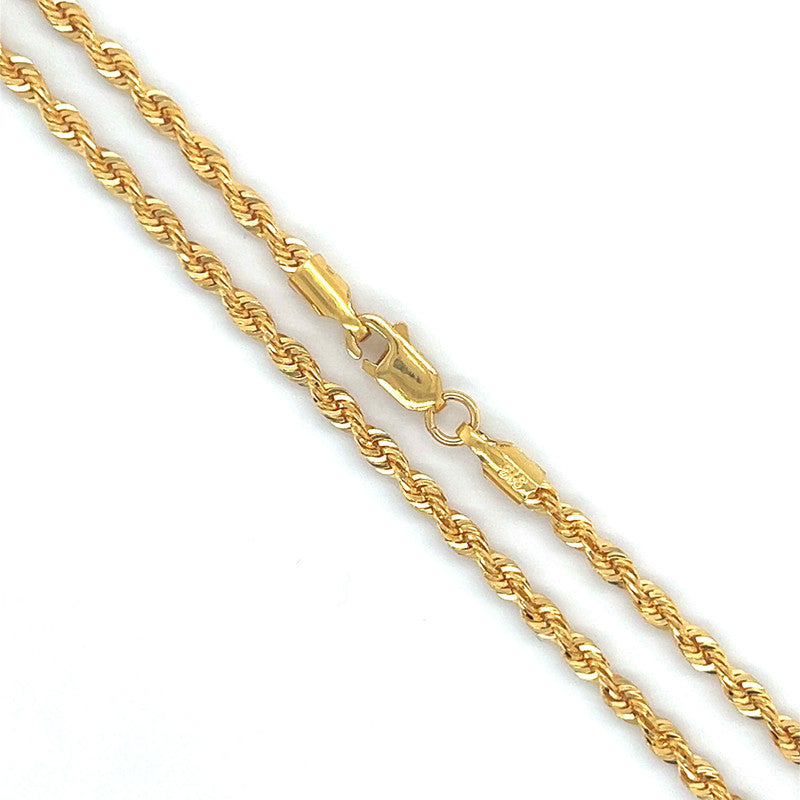 22K Gold Light Rope Chain 20 Inches