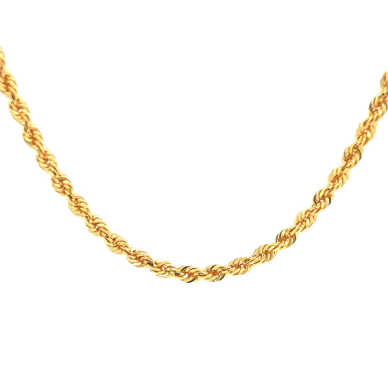 22K Gold Light Style Rope Chain 20 Inches