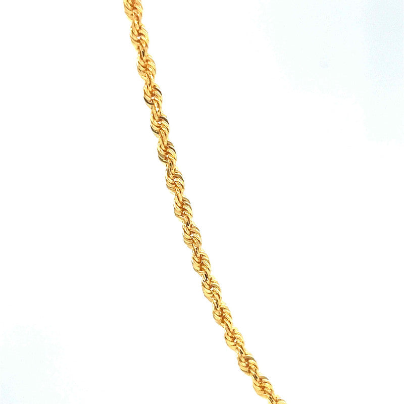 22K Gold Light Style Rope Chain 20 Inches