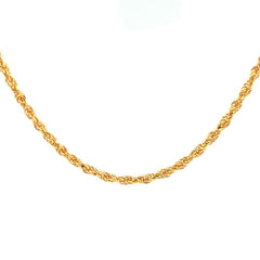 22K Gold Dainty Rope Chain 16 Inches