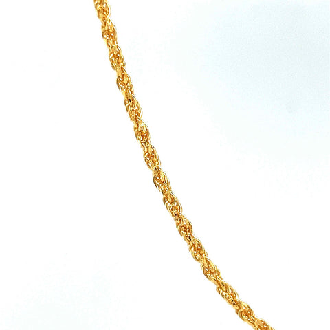 22K Gold Dainty Rope Chain 16 Inches